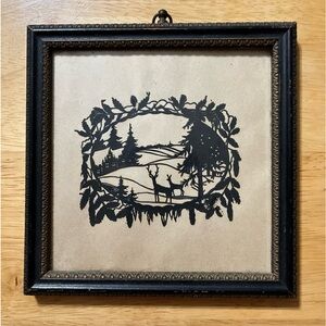 Vintage 1930's Hand Cut Paper Silhouette Nature Scene